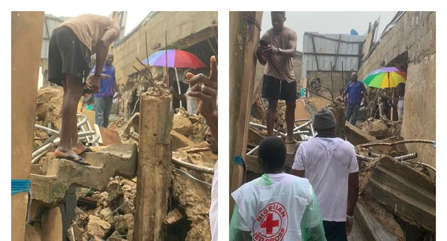 Seven individuals saved after two-story building collapses in Lagos