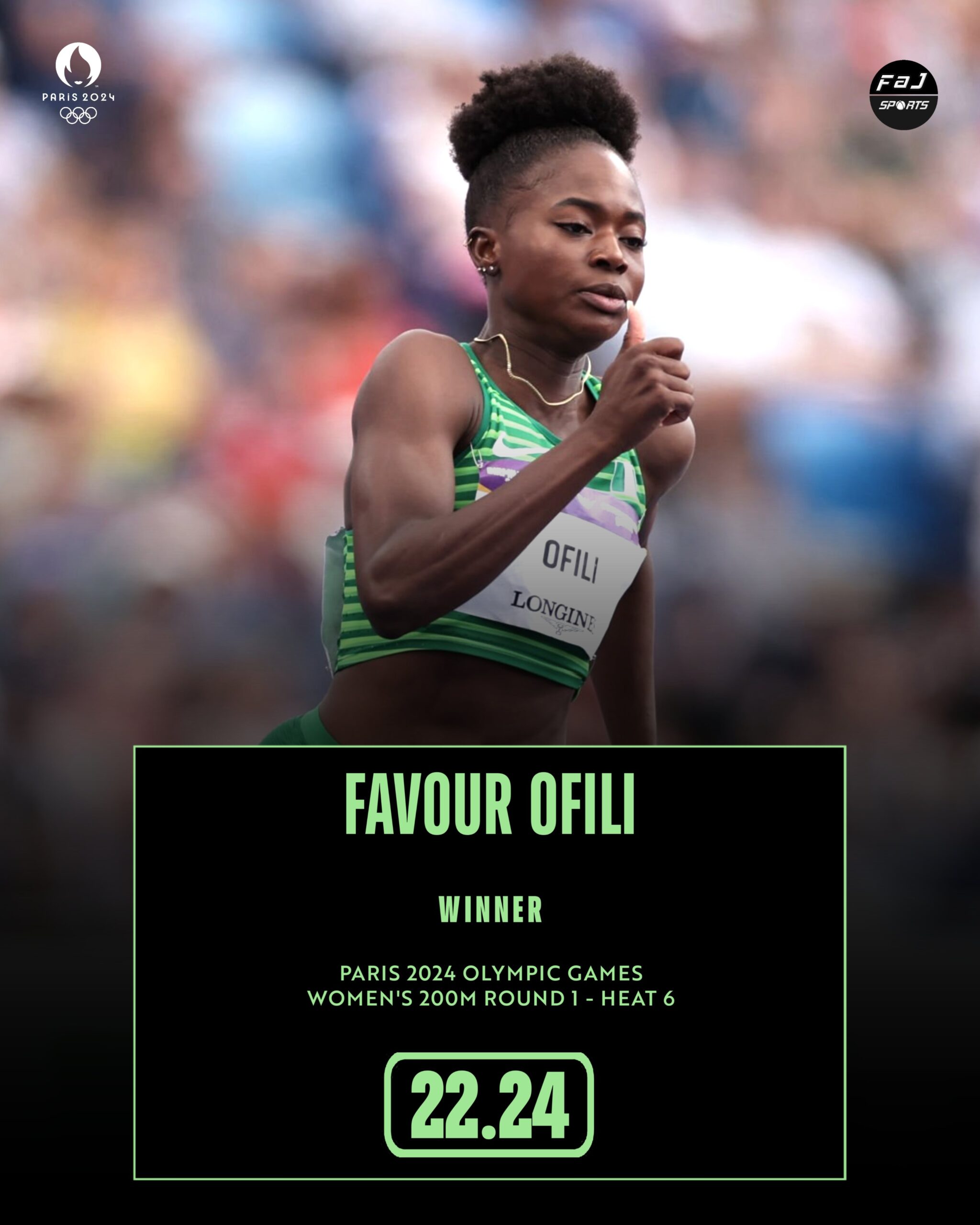 Favour Ofili Secures Semifinal Spot in Women’s 200m with Stellar 22.24s Win