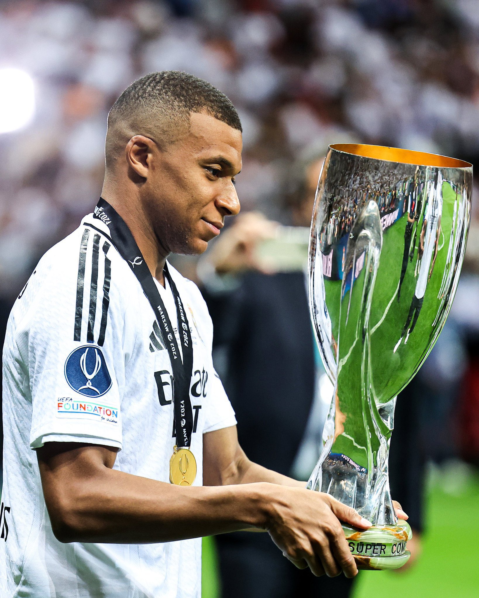 Kylian Mbappe Celebrates First Super Cup Victory with Real Madrid