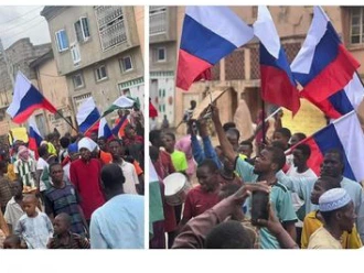 Responses as Protesters Were Observed Holding Russian Flags During the Nationwide Demonstration.