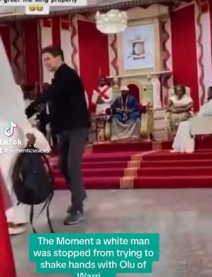 Moment A white man tried to approach the Olu of Warri To Shake Hands With Him (Video)