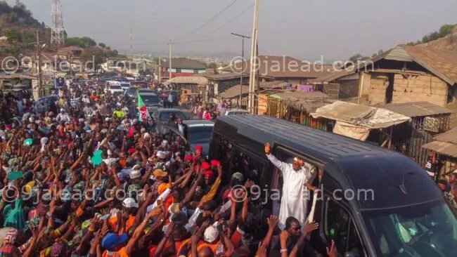 Kinsmen, supporters Comes out in Mass to receive Yahaya Bello in Kogi