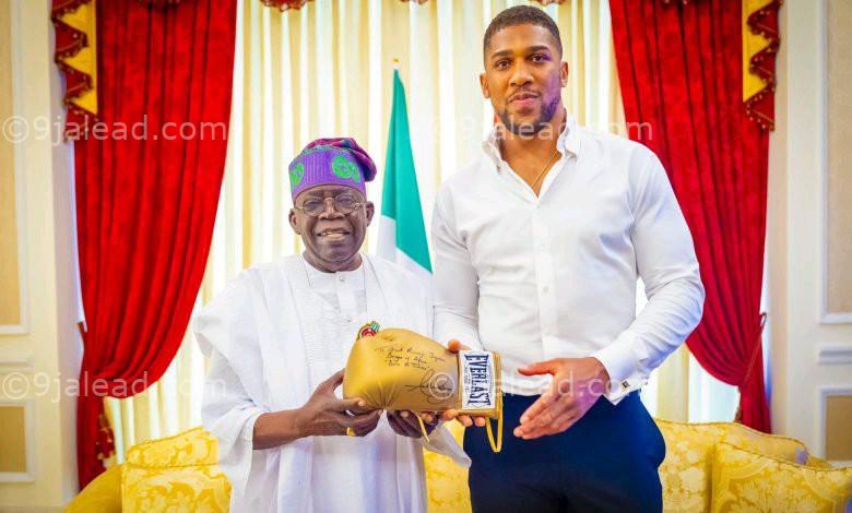 “To Great Asiwaju Jagaban” – Anthony Joshua Pay Visits to Tinubu, Presents Gift [PHOTOS]